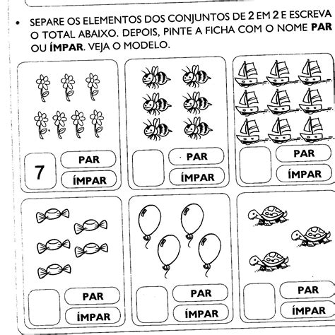 Saberes e Fazeres em Nossas Mãos Atividade Números pares e impares