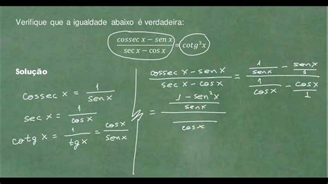 Cossecante, Secante e Cotangente Exercício 30 YouTube