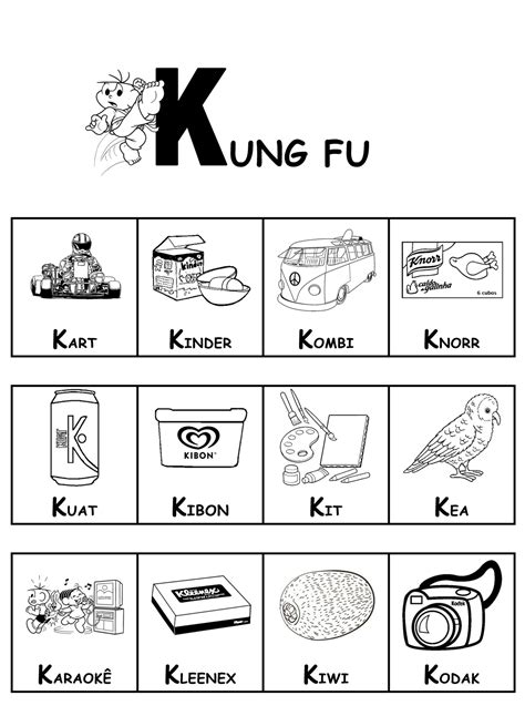 Objects Spelled With Letter K Drawing Template For Children Stock Image