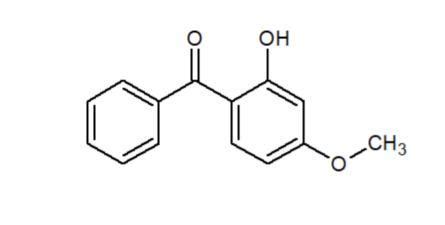Veja a estrutura da substância denominada 2hidróxi4metoxibenzofenona