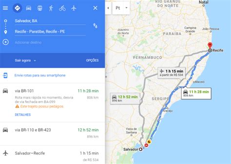 Distância Salvador a Recife Tempo de Viagem de Carro Encontra Recife