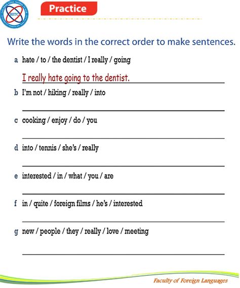 English 1 Unit 1. Extra 2 Reorder to make a sentence worksheet